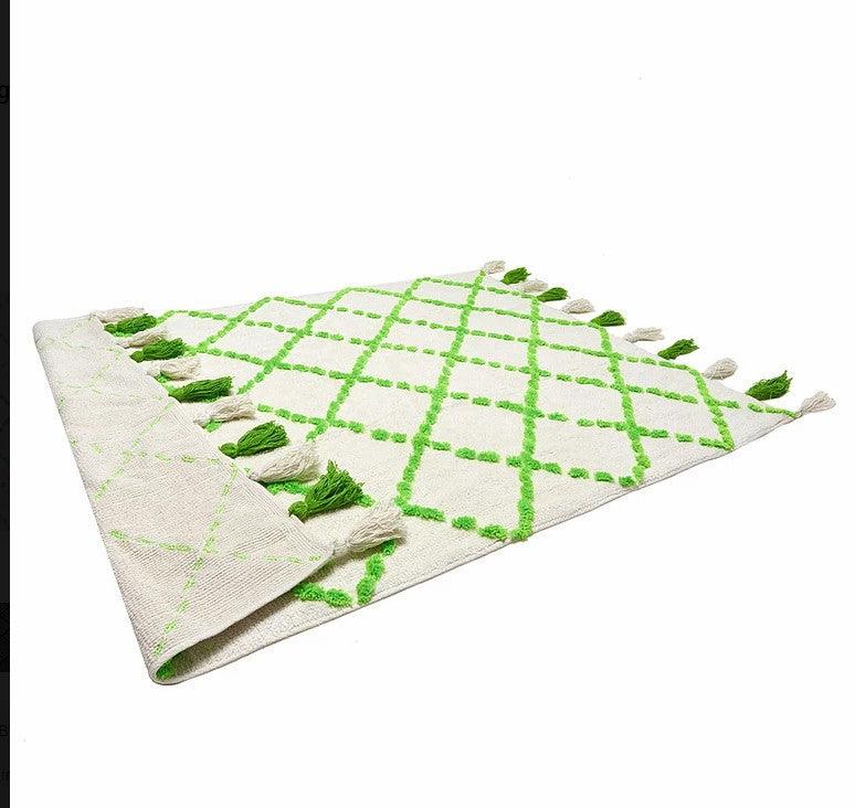 Alfombra Infantil Algodón 100% Lavable Tanger Aratextil Blanco/Verde - Nanetes #